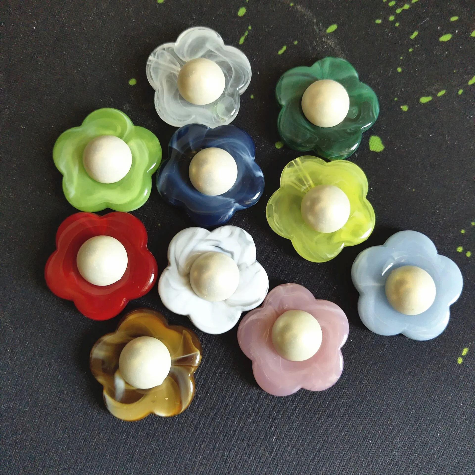 의류용 아크릴 꽃, 머리 장식 귀걸이 액세서리, DIY 쥬얼리 제작 재료, 27mm, 10 개