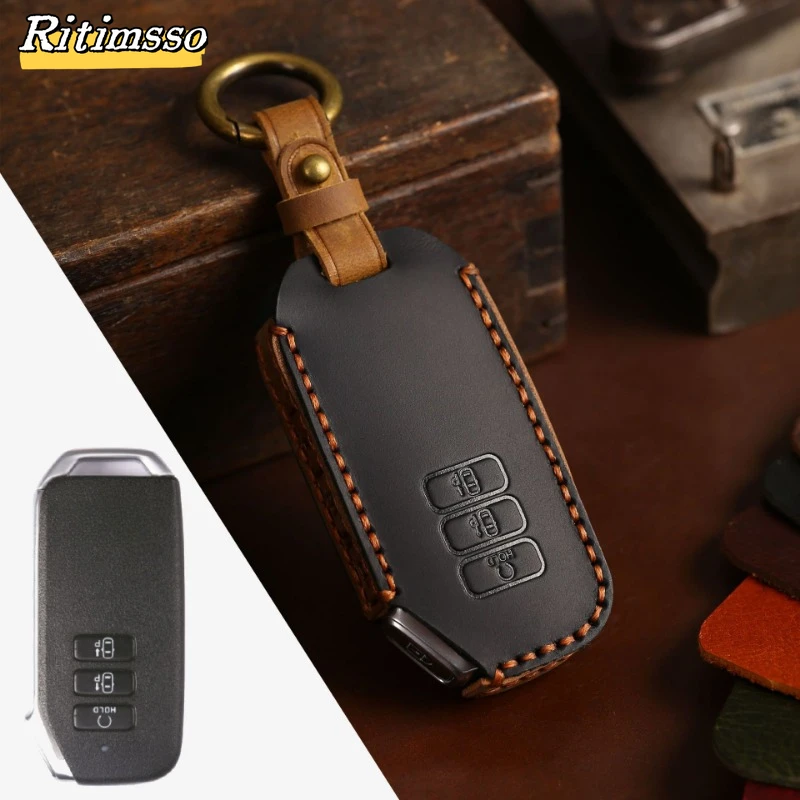 Кожаный Автомобильный брелок ручной работы, брелок с полным покрытием для Kia Ev6 Seltos K5 Sorento Mq4, 7 кнопок, автомобильные аксессуары