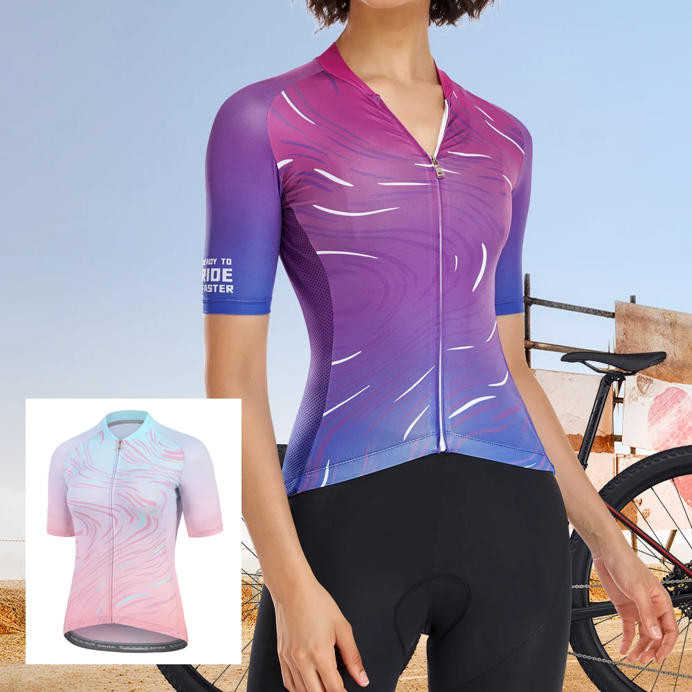 

Santic Women Cycling Jersey Short Sleeve Summer Riding Bike Clothing Top Quick Dry Color Breathable Sportswear Asian Size