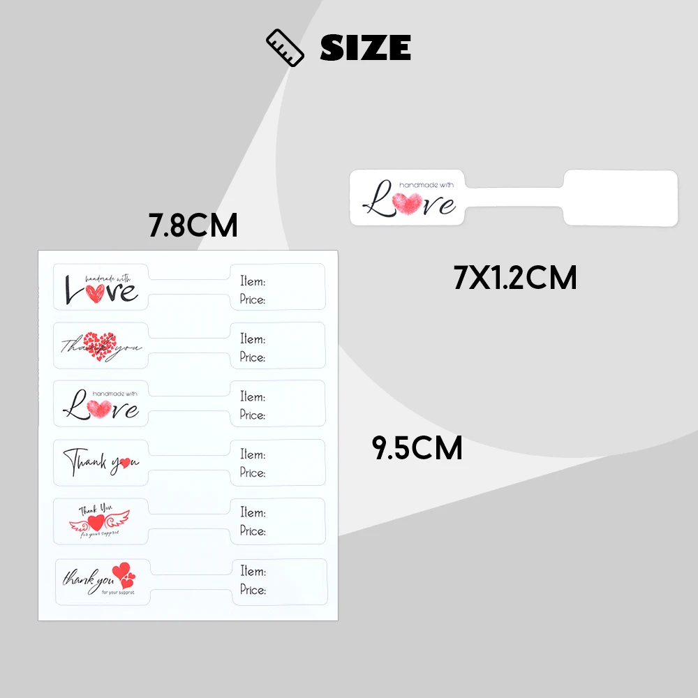 90 / 180 Pieces Price Tag Stikcer For Jewelry Thank You Handmade With Love Paper Bracelet Ring Price Label On Product Package