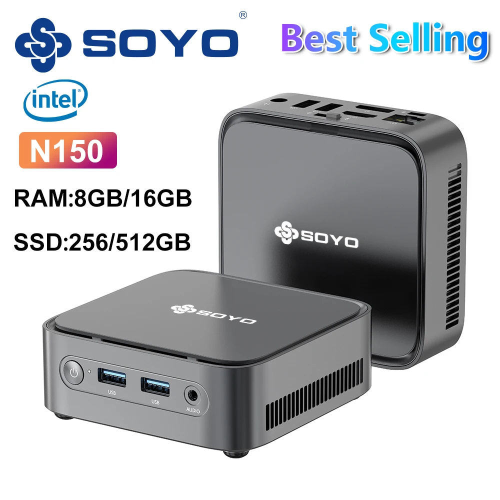 ミニPC SOYO M4 Plus N150 16GB 512GB SOYO Mini PC M4 PLUS N150 Intel 13th Gen (up to 3.6GHz), 8GB