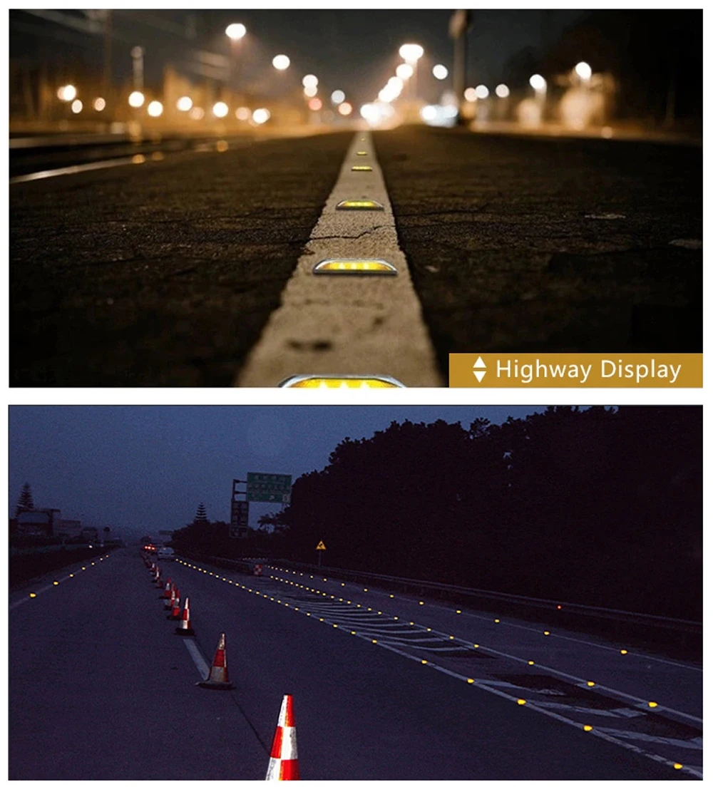 Solar Spike Light Profile Label Led 4 Pc Highway Cast Aluminum Ground Buried Light Flash Road Warning solar ground lights