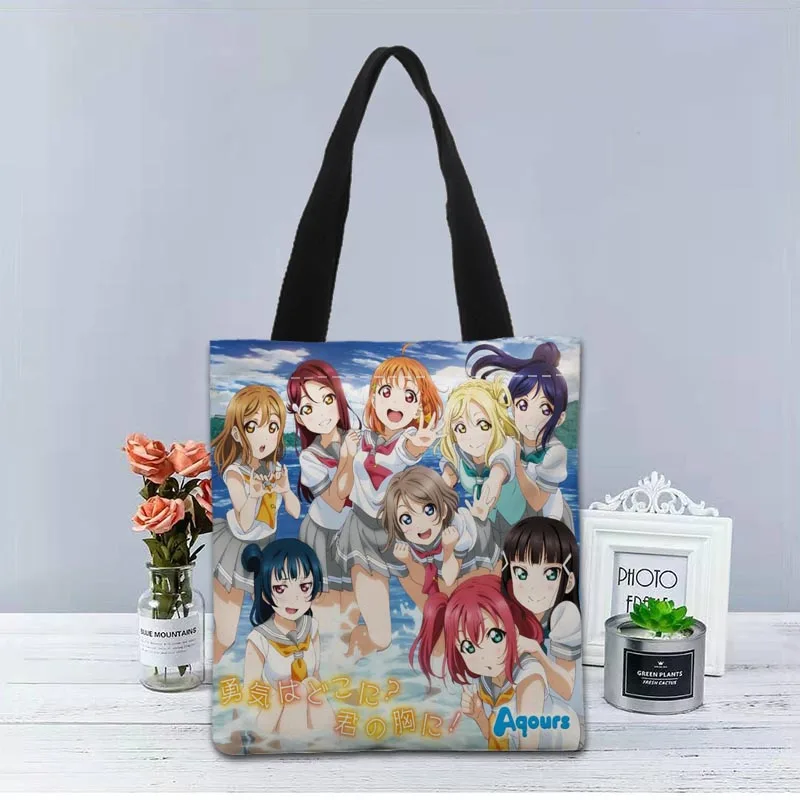 

Love Live! Sunshine!! Handbag Shopping Bag Reusable Eco Large Unisex Canvas Fabric Shoulder Bags Tote Grocery Cloth Pouch 0629