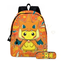 2 pz/set Anime Pikachu Pokemon Stampa Zaino Scuola Pikachu Ragazzi Ragazze Moda Laptop Zaino di Grande Capacità per I Regali 13