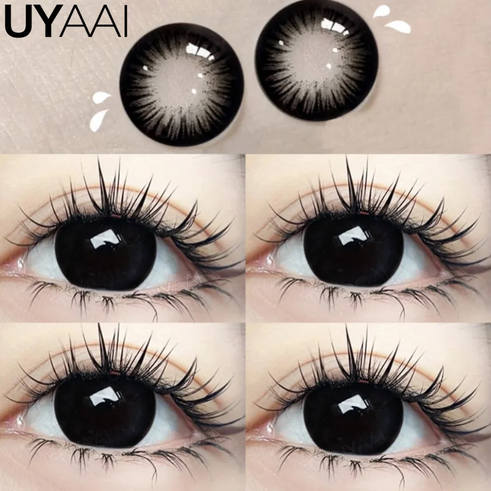 UYAAI lentilles de contact couleur maquillage de contact élèves colorés noir naturel élèves beauté 14.5mm grandes lentilles noires lentilles de contact marron - AliExpress