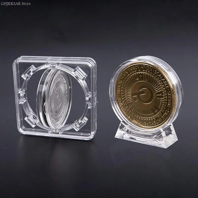 1PC 4cm Acrylic Coin Display Case Transparent Box Commemorative Medal