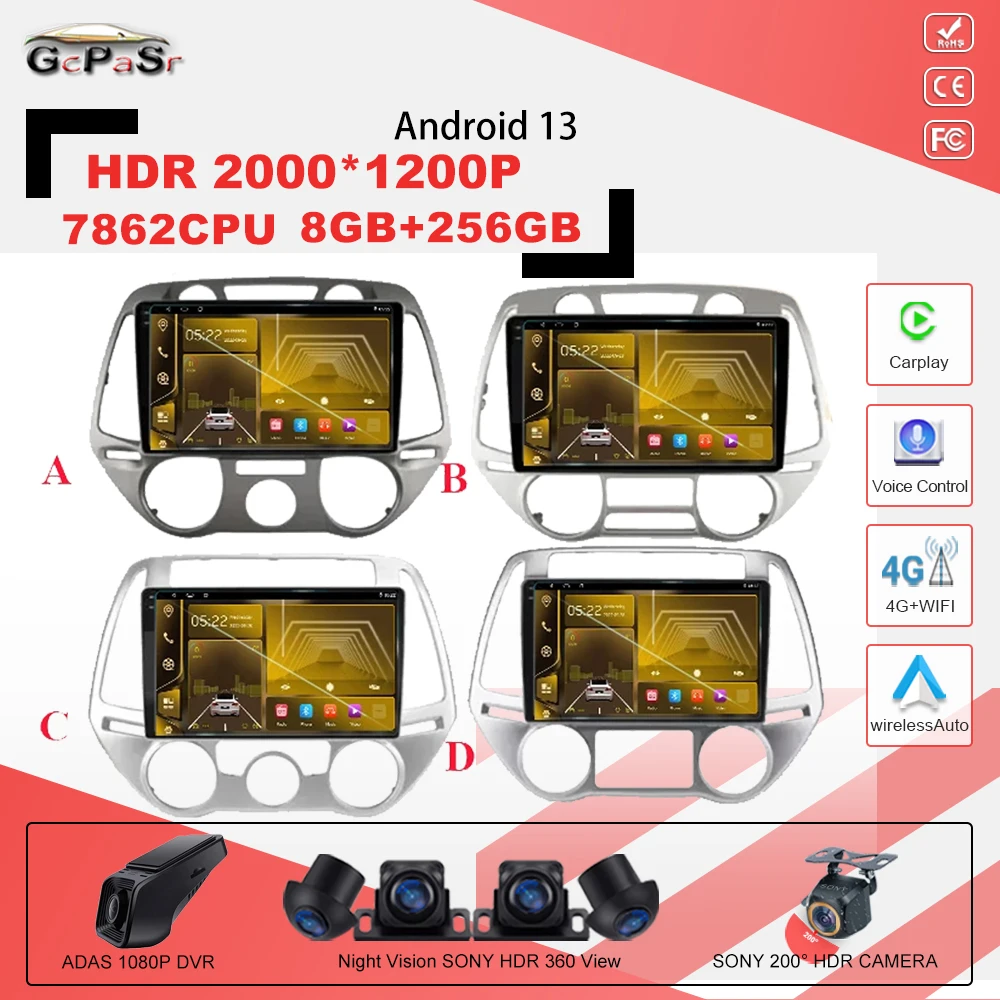 

Android 13 Car Radio For Hyundai I20 2012-2014 7862CPU Multimedia Navigation Stereo Video Player GPS No 2din DVD Player 4G WiFi