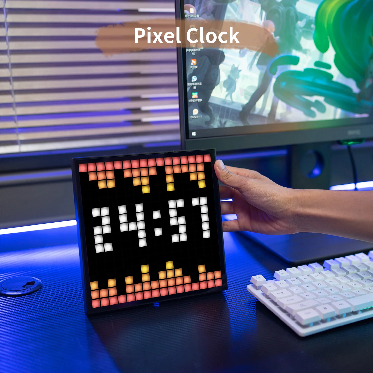 Divoom Pixoo-16 WiFi Pixel Art Digital Frame LED Display Clock Social Media Tracker Home Lightning Decoration Gift Idea