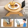 1pc Sofa Arm Tray Table with Phone Holder Sofa Armrest Clip-On Tray Wooden Couch Arm Tray for Remote Control Snacks Coffee Cups 3