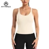 Attraco Women Sports Tank Tops Solid U Neck Racerback Slim Fit with Padded High Elastic Running Yoga Cycling Tops 1