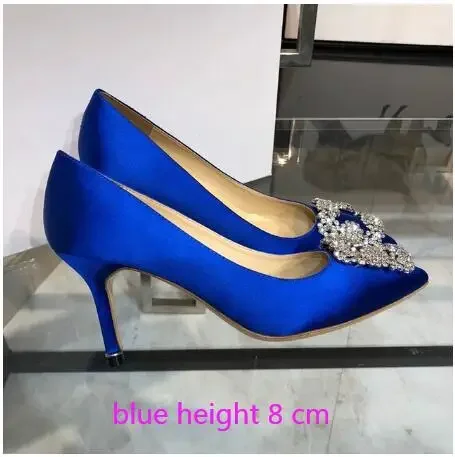 

Классические женские туфли, декоративная обувь с алмазной пряжкой, туфли-лодочки Hangisi с острым носком, атласная кожа, женские модные туфли на высоком каблуке