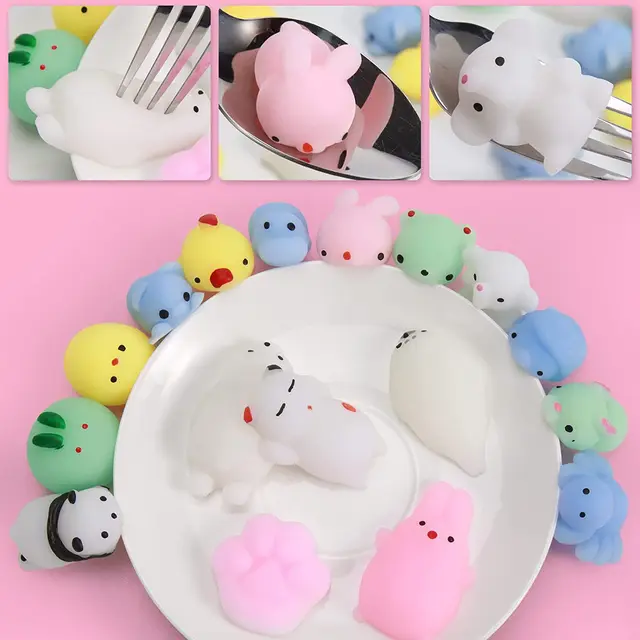 24Pcs/Set Mini Mochi Squishy Cute Cat Antistress Ball Squeeze Rising Abreact Soft Sticky Stress Reliever Toys Child Funny Gifts 5