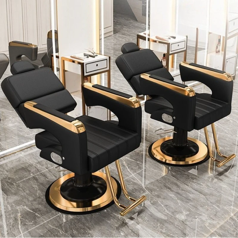 Salon Barber Chair Adjustable Reclining Swivel Haircut Styling Coloring Shaving Makeup Tattoo Professional Chair Furniture