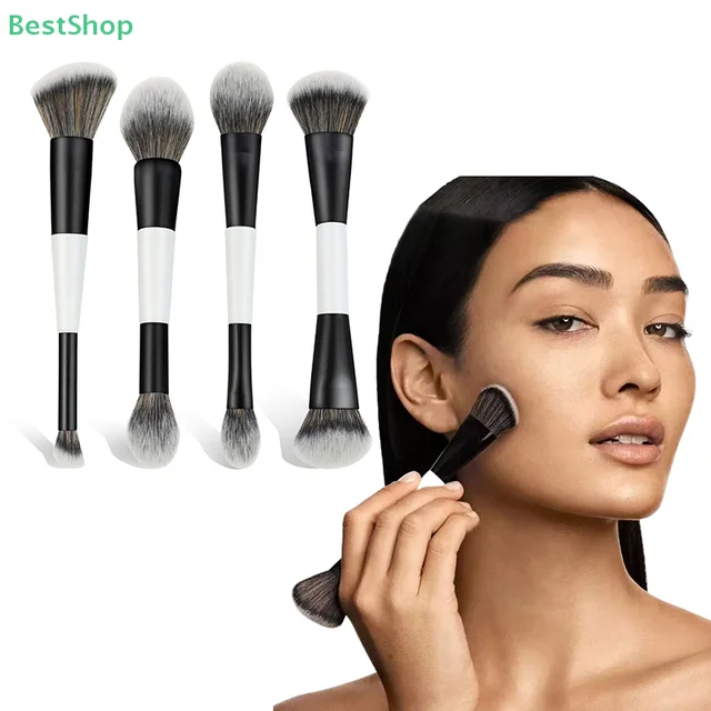 ★★★Double-ended Foundation Brush,Loose Powder, Blush Brush,Highlighter Brush,Beauty Tool,Contour Brush 2