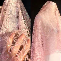 Pink Glitter Sequin Gauze Material High-Quality Patterned Gold Stamping Fabric For Evening Dress performance Fabric Diy Sewing