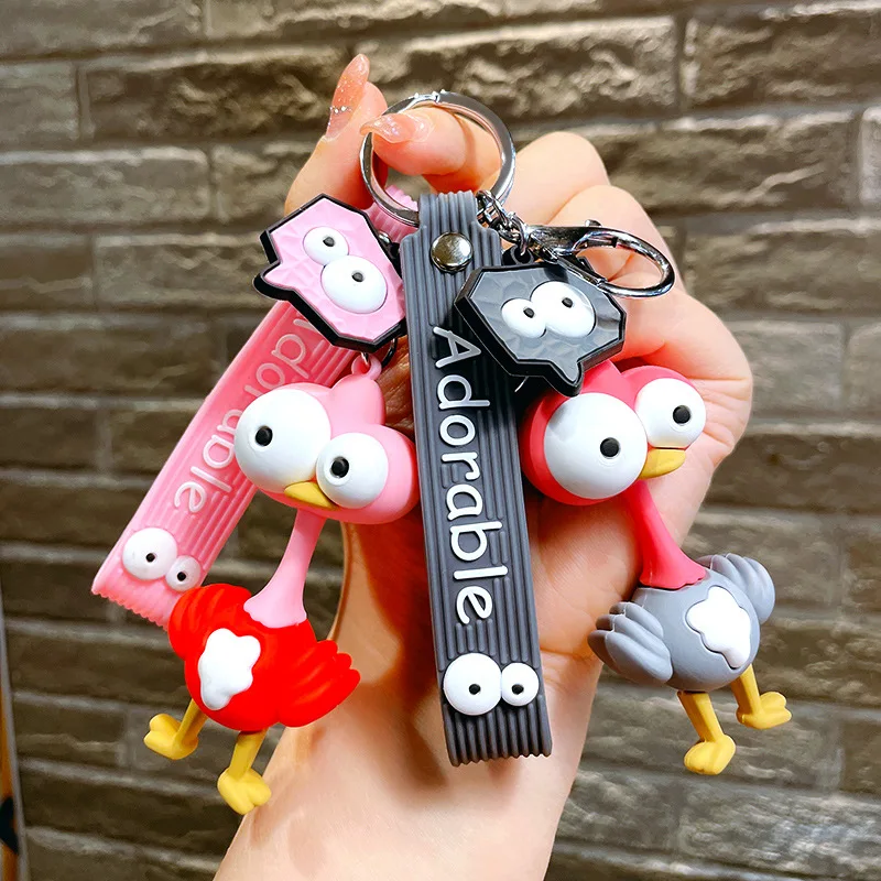 

Cartoon Anime Flamingo Action Figures Keychains Key Chain Key Ring Kawaii Silicone Handbag Car Pendants Toys Gifts