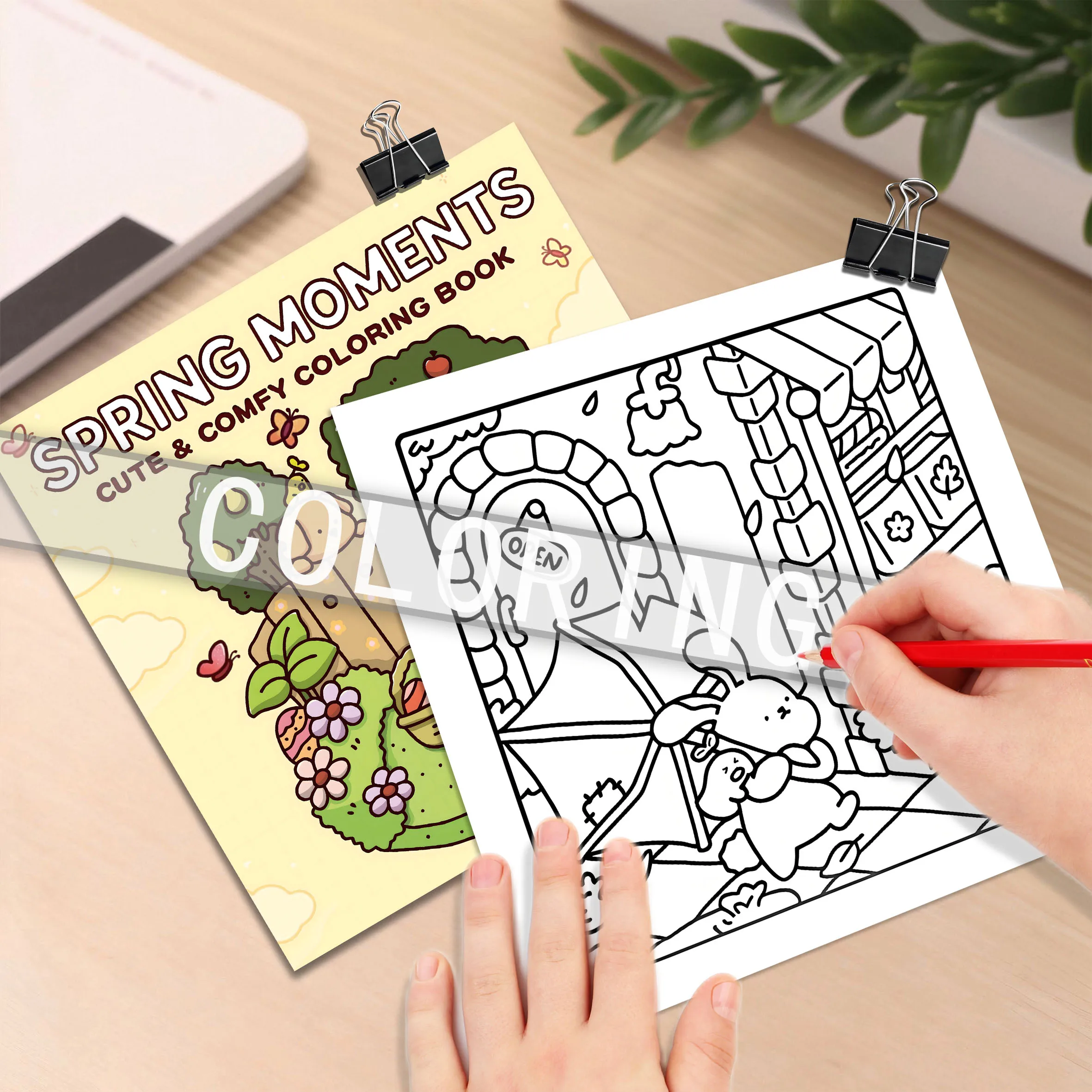 Spring Serenity Coloring Book: Beautiful & Comforting Green-Themed Picture Book with Black and White Pages 3