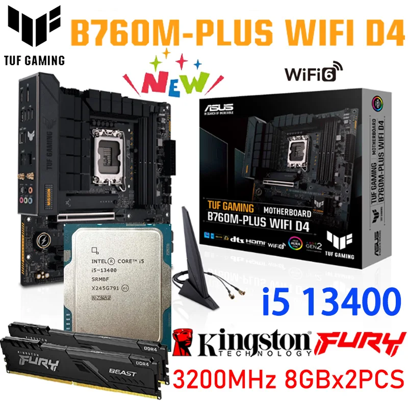 Motherboard kit asus tuf gaming b760m plus wifi d4 mainboard intel