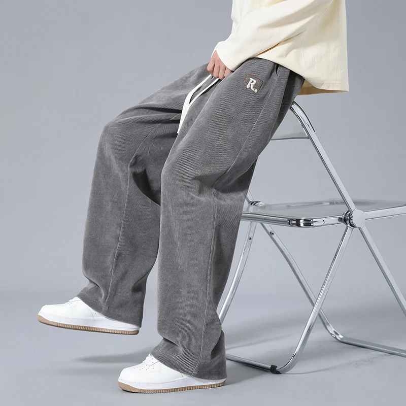 Spring Men Casual Pants Sweatpants Couple Wide Leg Breathable Joggers Straight Solid Color Neutral Baggy Pants wide leg pants wide leg sweatpants