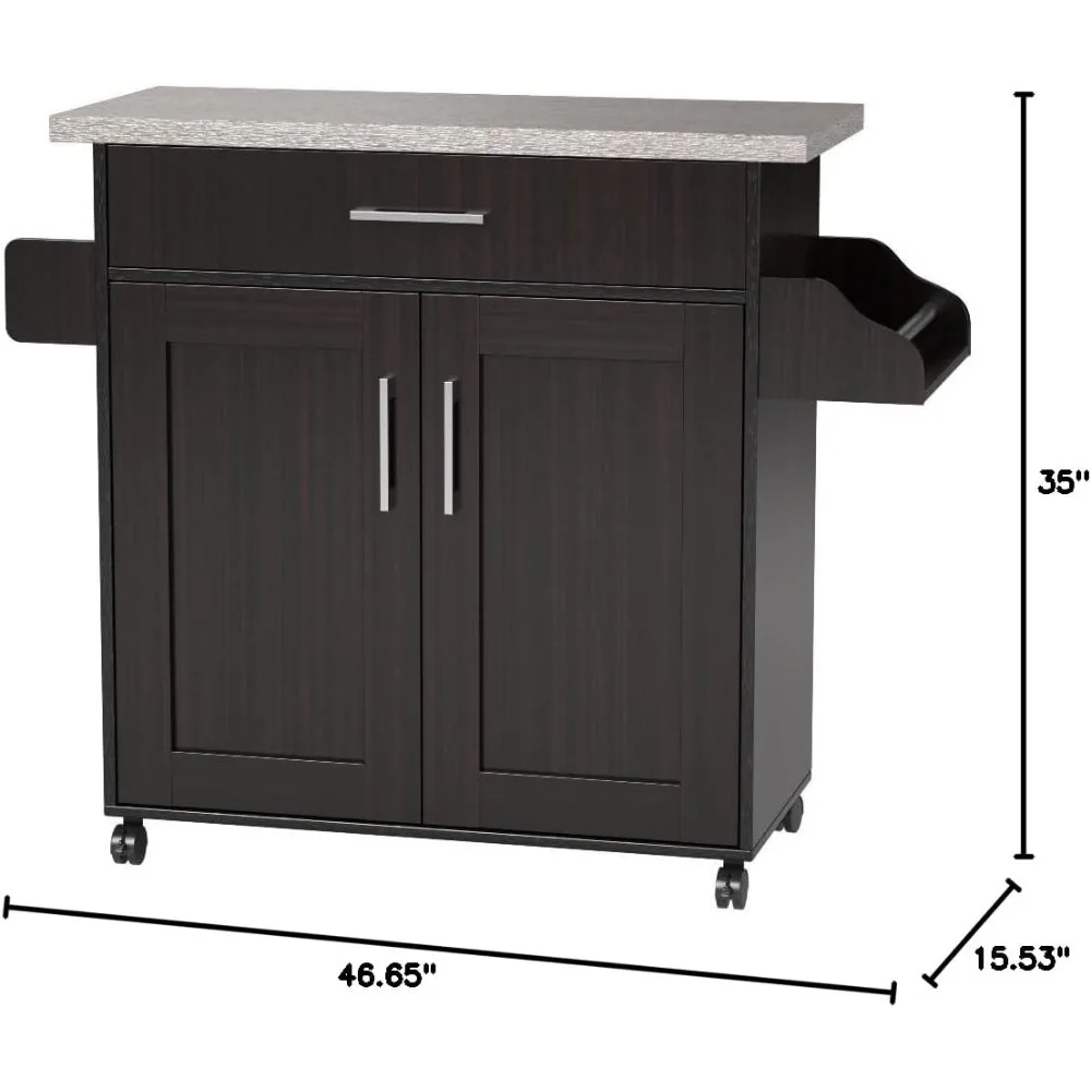 Kitchen Island with Spice Rack Towel Rack Drawer