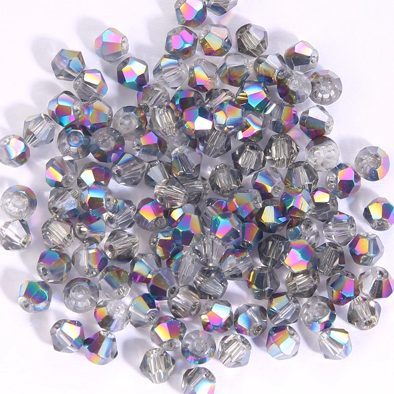 100Pcs 4MM Faceted Crystal Glass Bicone Beads for Jewelry Making and DIY Crafts