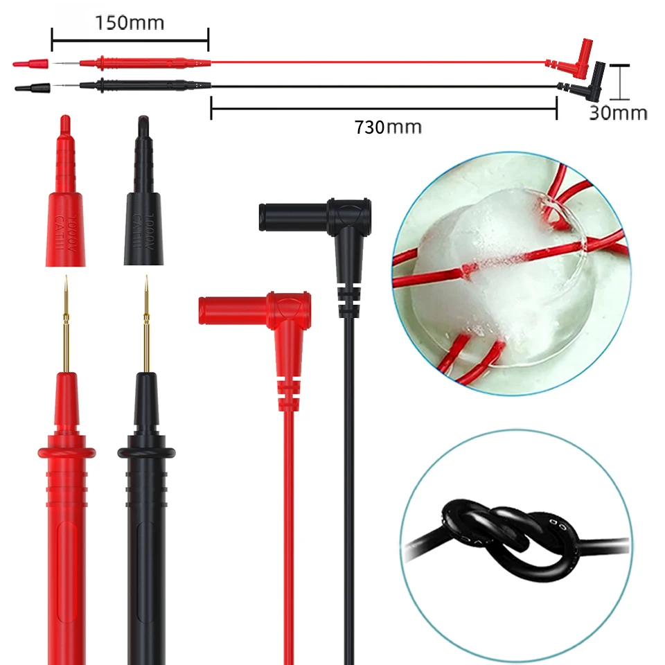 Ultra-Sharp Multimeter Probe Test Leads Alligator Clip Wire High Quality Insulat