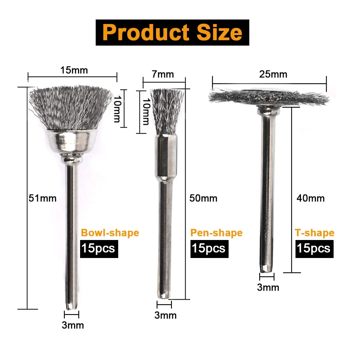 45 stücke Draht Pinsel Stahl Draht Räder Bürsten Bohrer Rotary Polieren Für Mini Dremel Präzisions Werkzeuge Metall Rost Entfernung Pinsel set – Detail 2