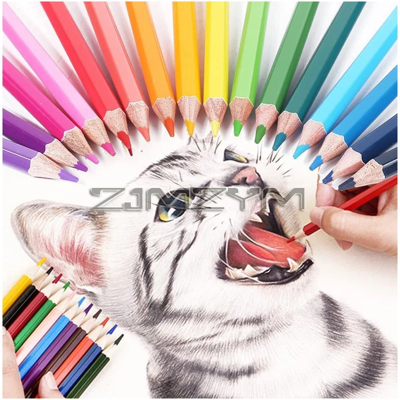 50-Piece Colored Pencil Set with Canvas Roll-Up Case-Perfect for Student Adult Coloring, Drawing, Sketching, and Crafting