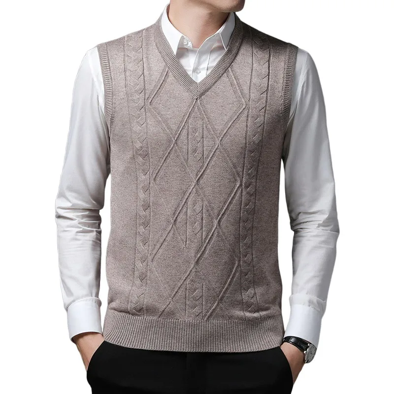 

High Quality New Autum Winter Fashion Knit Sleeveless Vest Pullover Mens Casual Sweaters Designer Woolen Mans Clothes A-87