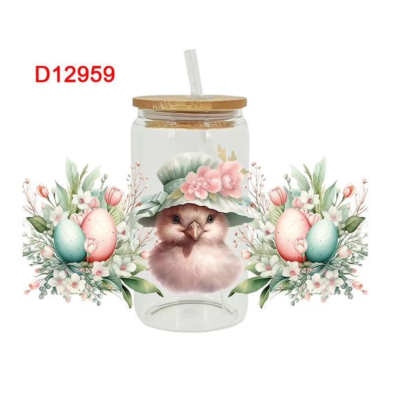 UV DTF Transfer Sticker Easter Animal For The 16oz Libbey Glasses Wraps Bottles Cup Can DIY Waterproof Decals D12959