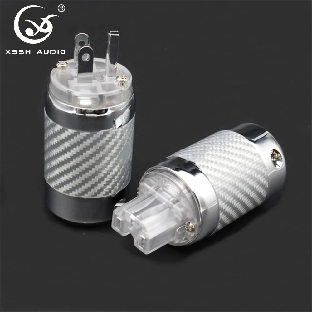 Elektrische Buchse xssh yivo hi-end us eu iec Kohle faser Tellur Kupfer rhodiniert DIY 3-polige Wechselstrom kabel Stecker – Detail 4