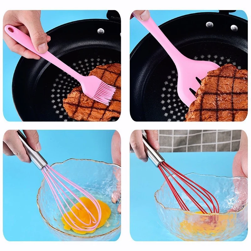 5Pcs Kitchen Silicone Utensils Kit-Assorted Colors-Tough and Modern Design For Kitchen Tools Accessory Utensils Supplies Home