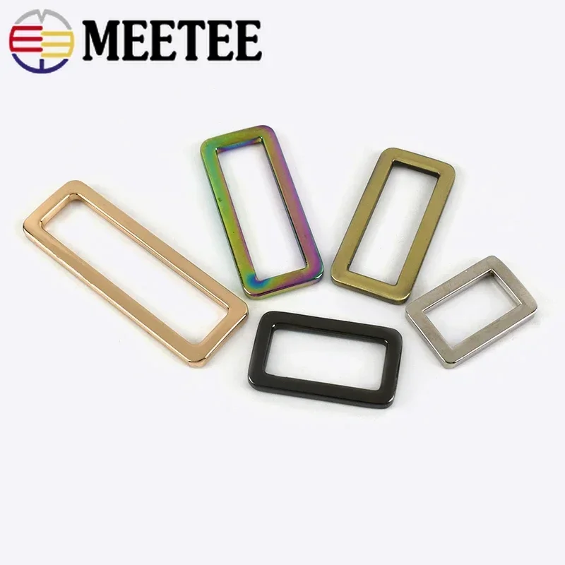 Meetee 5/10/20Pcs Metal Webbing Adjuster Buckles Square Bag Backpack Strap Buckle Dog Collar Clasps DIY Hardware Accessories