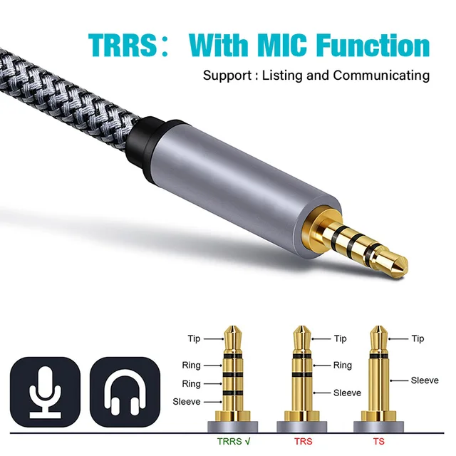 Master Audio Cavo AUX Jack 3.5mm Intrecciato Nylon - 1 Metro, Stereo, Per Auto, Hi-Fi, PC Cavo Ausiliario - Foto 5