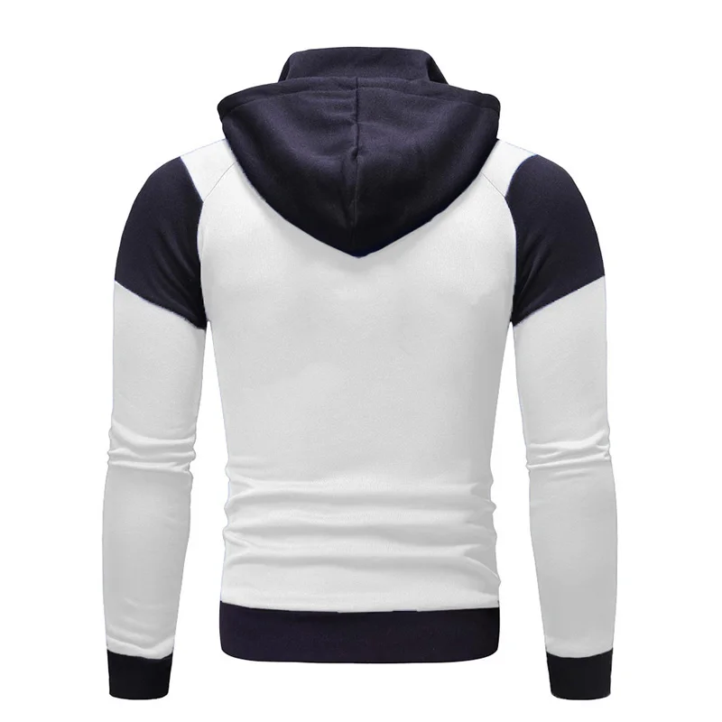 Fashion Double Zipper Splicing Hooded Sweatshirt Men's Casual Sports Suits Elasticated Waist Pants Male Slim Fit Two-piece Sets