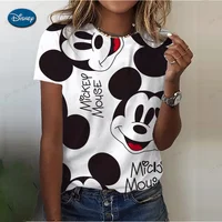Disney Mickey Mouse Print Summer T Shirt for Women Oversize T-shirt Round Neck Clothes Pulovers Top Graphic T Shirts Casual 1
