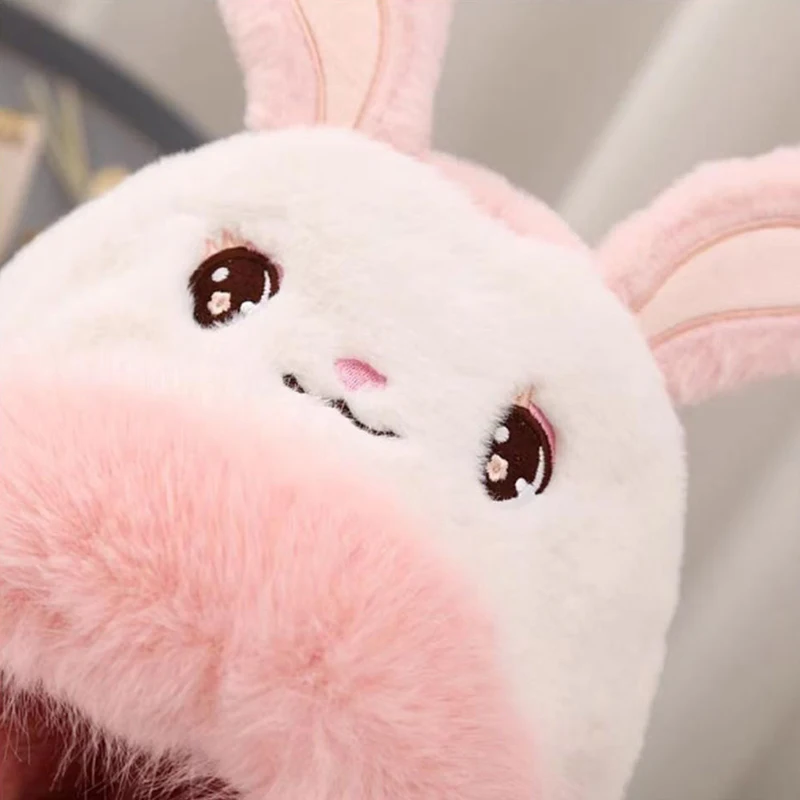 Cartoon Rabbit Baby Plush Hat Scarf Winter Fluffy Fur Ear Protection Cap for Toddler Cute Bunny Ear Kids Boy Girl Beanie Caps 3