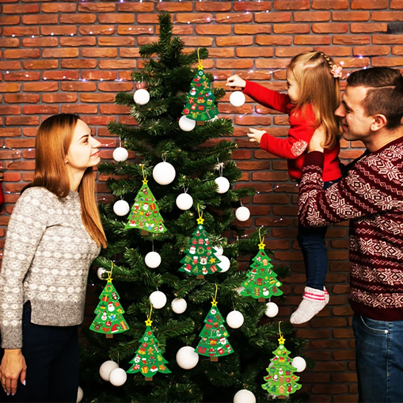 24 Sets Christmas Tree DIY Craft Kit - Create Your Own Holiday Greeting Cards with Stickers, Perfect for Xmas Party Kids Gift