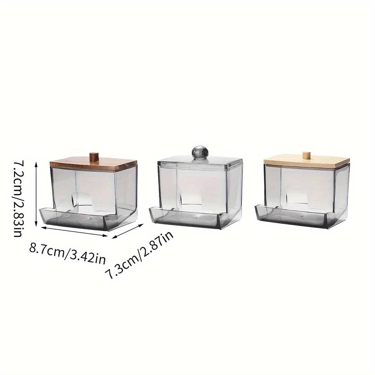 Acrylic Cotton Swab Holder with Bamboo Lid Clear Dispenser Bathroom Containers Canister Cotton Swab Holder Bathroom Accessories 5