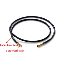 Elegant Black Genuine Leather Necklace Cord with Clasp - Multiple Lengths Available - 3.0mm x 60cm (B - Coffee)