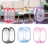 Foldable Laundry Basket Mesh Washing Laundry Bag Dirty Sorting Basket Kids Toys Sundries Home Bin Hamper Storage Box Organize 2