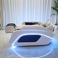 Lit de lavage capillaire électrique avec massage du dos intégré, éclairage d'ambiance LED, équipement pour salon de coiffure 2