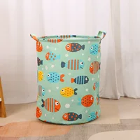 New Print Laundry Basket Portable Foldable Home Laundry Storage Bag Cotton Linen Hamper for Kids Toys Dirty Clothes Basket Large 5