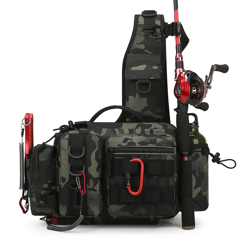 Multifunctional Outdoor Fishing Tackle Bag Single Shoulder Crossbody Bags  Waist Pack Fish Lures Gear Utility Storage Fishing Bag