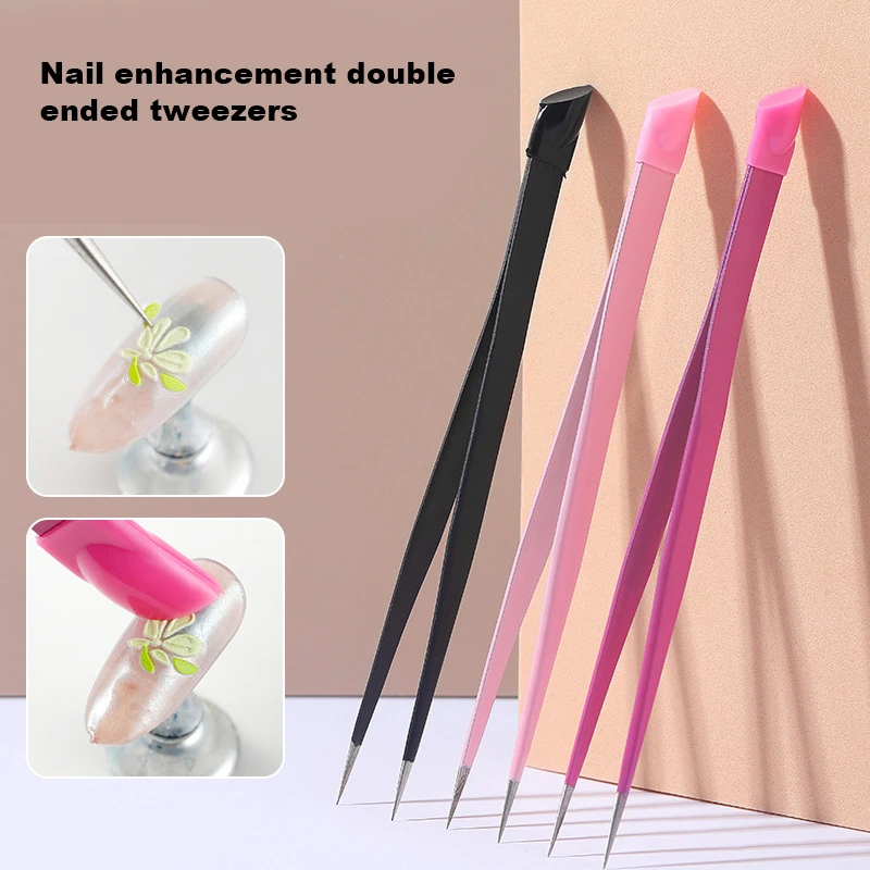 

Color Multi Functional Eyelash Tweezers Double Ended Tweezers For Precise And Easy Nail Sticker With Silicone Cosmetics Tools