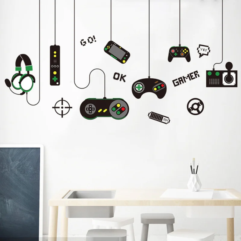 30*60cm 2 Sheet Video Game Controller Sticker DIY Window Glass Wall Stickers Bedroom Decoration Stickers Self-adhesive Wallpaper