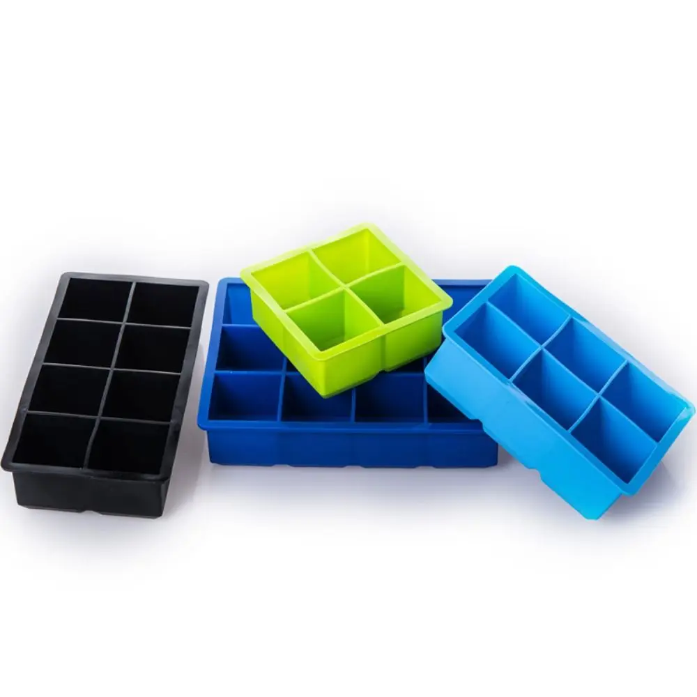 

Silicone Large Ice Cube Tray DIY 4/6/8/12 Grids Square Ice Mold Reusable with Removable Lids Ice Cube Maker