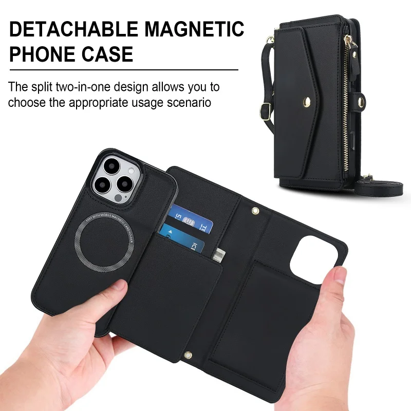 Magnetic Wireless Charging Wallet Split Leather Phone Case - Flip Cover Edition
