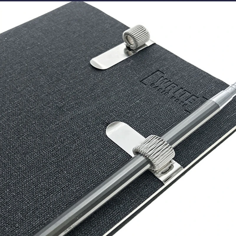 Compact and Flexible Portable Metal Pen Holder for Notebooks and Clipboards