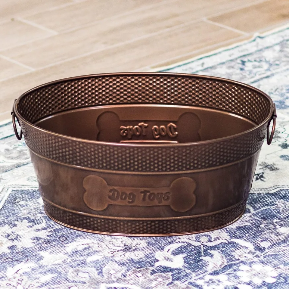 Indestructible Metal Dog Toy Storage Basket